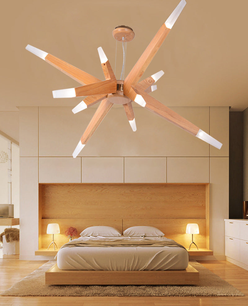 Bürge geformte Kronleuchterbeleuchtung nordisches Holz 12-Kopf-Schlafzimmer hängende Leuchte