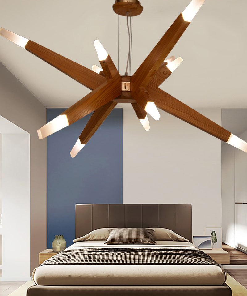 Bürge geformte Kronleuchterbeleuchtung nordisches Holz 12-Kopf-Schlafzimmer hängende Leuchte
