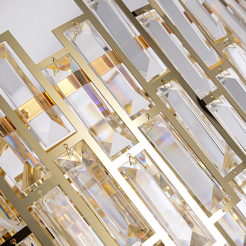Tiered Crystal Suspension Light Fixture Contemporary Gold Chandelier for Living Room