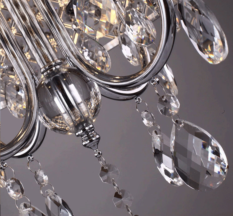 Chrom Finish Kerze Kronleuchter moderner 4-Licht-Metall-Pendellicht mit Drum-Kristallschatten