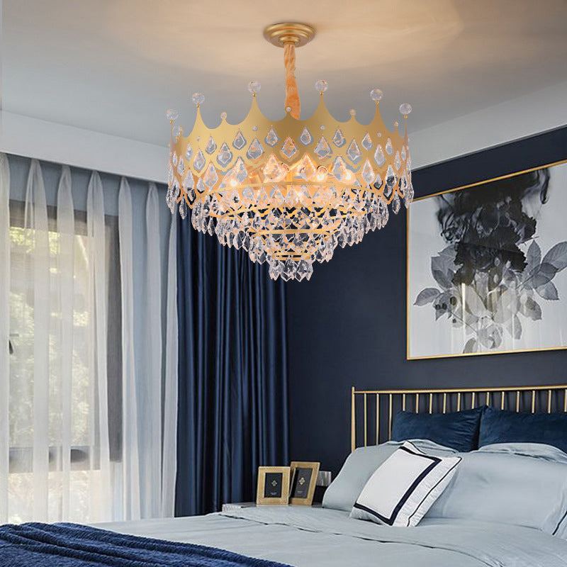 Postmoderne kronenförmige Kronleuchter -Anhänger Kristall Esszimmer hängen Licht in Gold