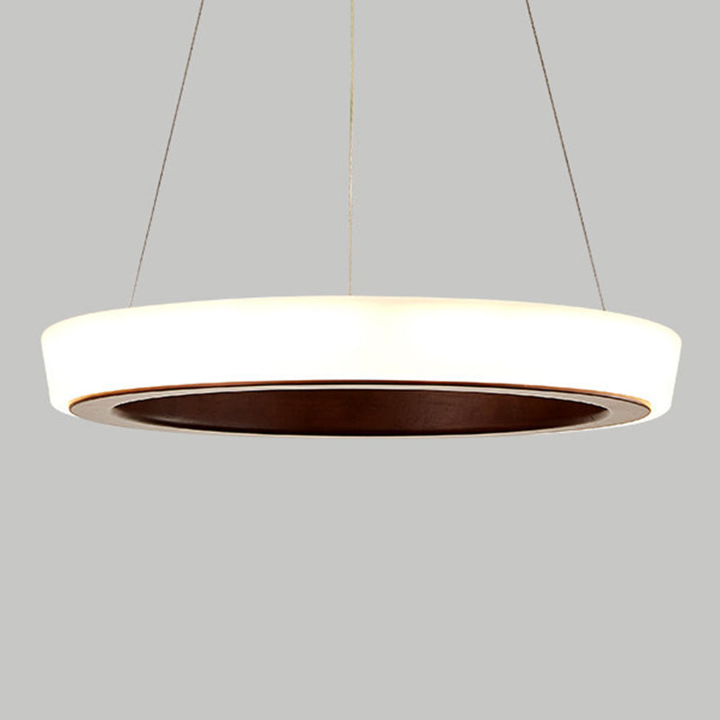 Circular LED Chandelier Light Fixture Simplicity Wooden Diner Ceiling Suspension Lamp