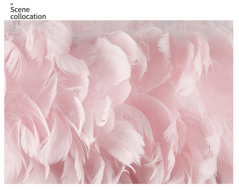 Il lampadario a forma di ciondolo a forma di ciambella rosa illuminazione lampadario piuma per camera da letto