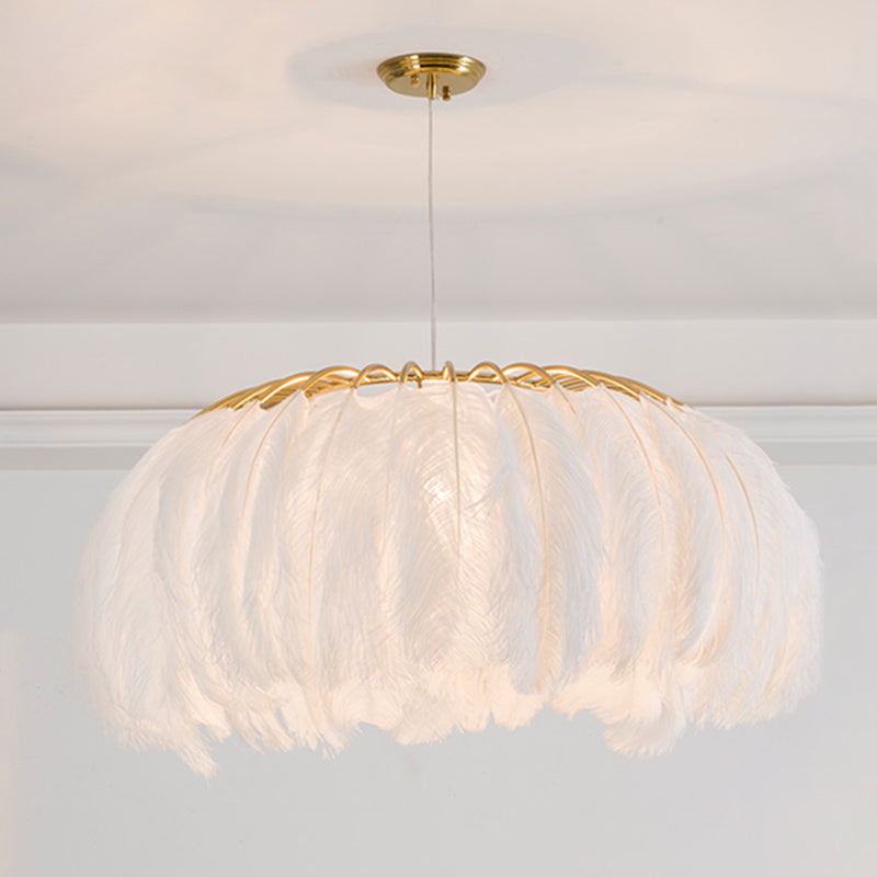 Koepelvormige hanglamp armatuur Noordse stijl veren slaapkamer kroonluchter hanglampje