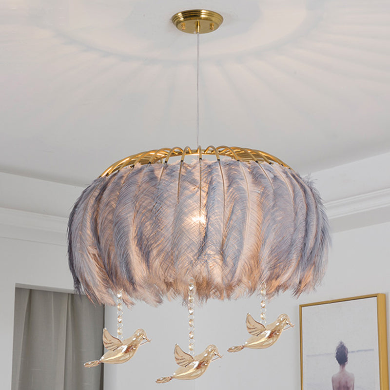 Koepelvormige hanglamp armatuur Noordse stijl veren slaapkamer kroonluchter hanglampje