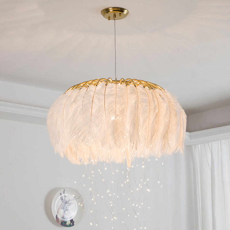 Koepelvormige hanglamp armatuur Noordse stijl veren slaapkamer kroonluchter hanglampje