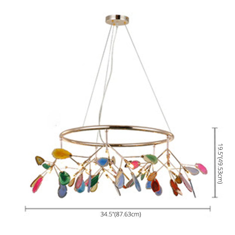 Luz colgante de araña de ágata estilo artístico moderno moderno lámpara colgante chapada para sala de estar