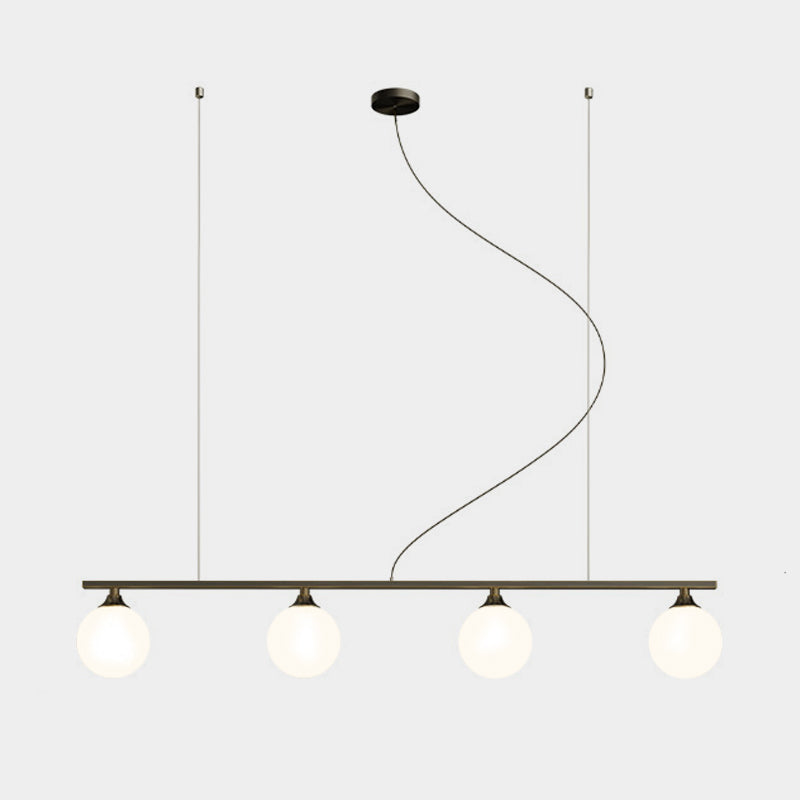 Brass/Black Kitchen Island Light, 4-Light Statement Chandelier Shaded with Frosted Glass
