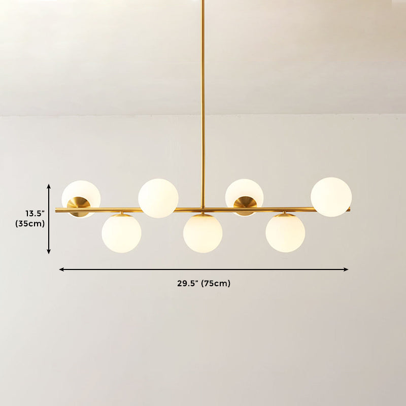Polished Brass Kitchen Island Light 7-Light Simple Design Glass Shaded Chandelier