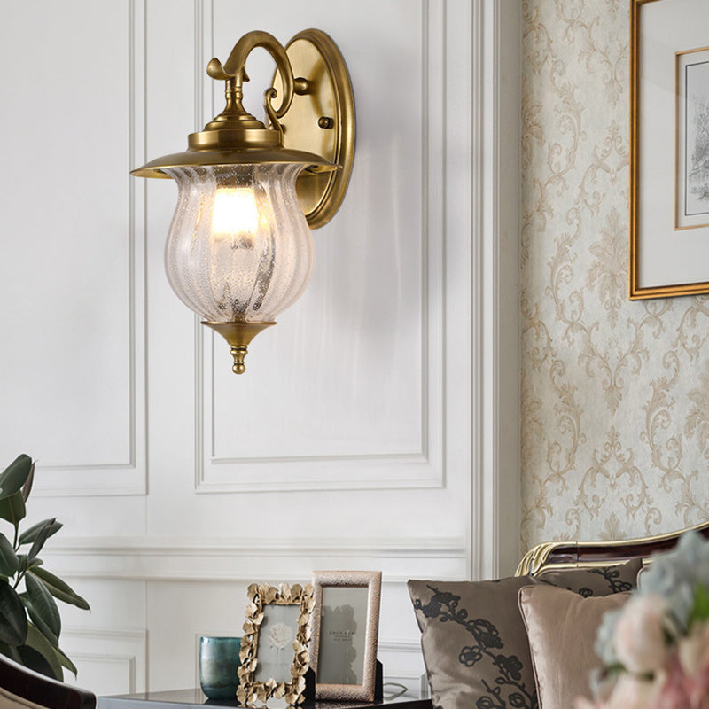 Luz de matorral curvada de latón tradicional 1 cabeza 1 para la pared de metal de la pared del pasillo para el pasillo