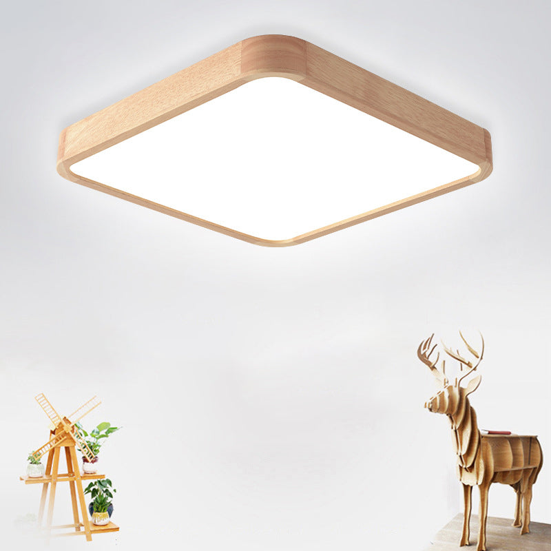 Square Ceiling Mount Light Fixture Simple Wooden Wood Flush Mount Ceiling Chandelier
