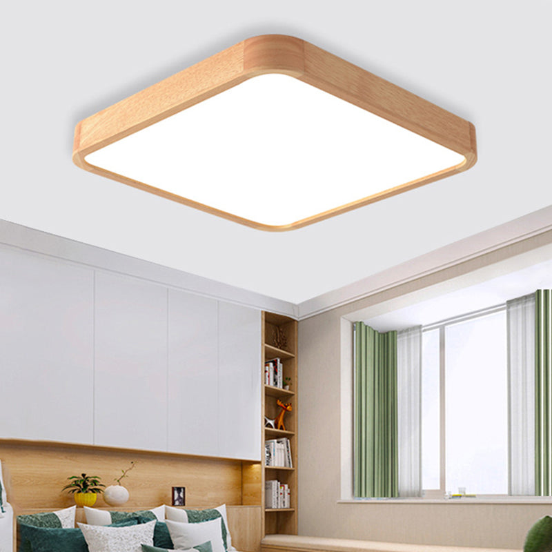 Square Ceiling Mount Light Fixture Simple Wooden Wood Flush Mount Ceiling Chandelier