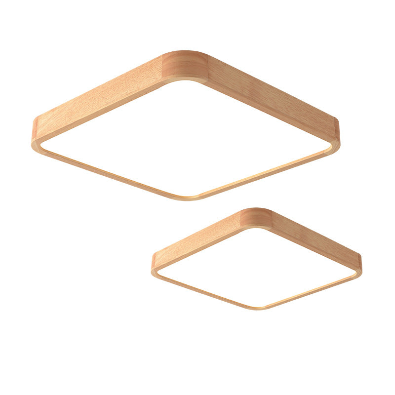 Square Ceiling Mount Light Fixture Simple Wooden Wood Flush Mount Ceiling Chandelier