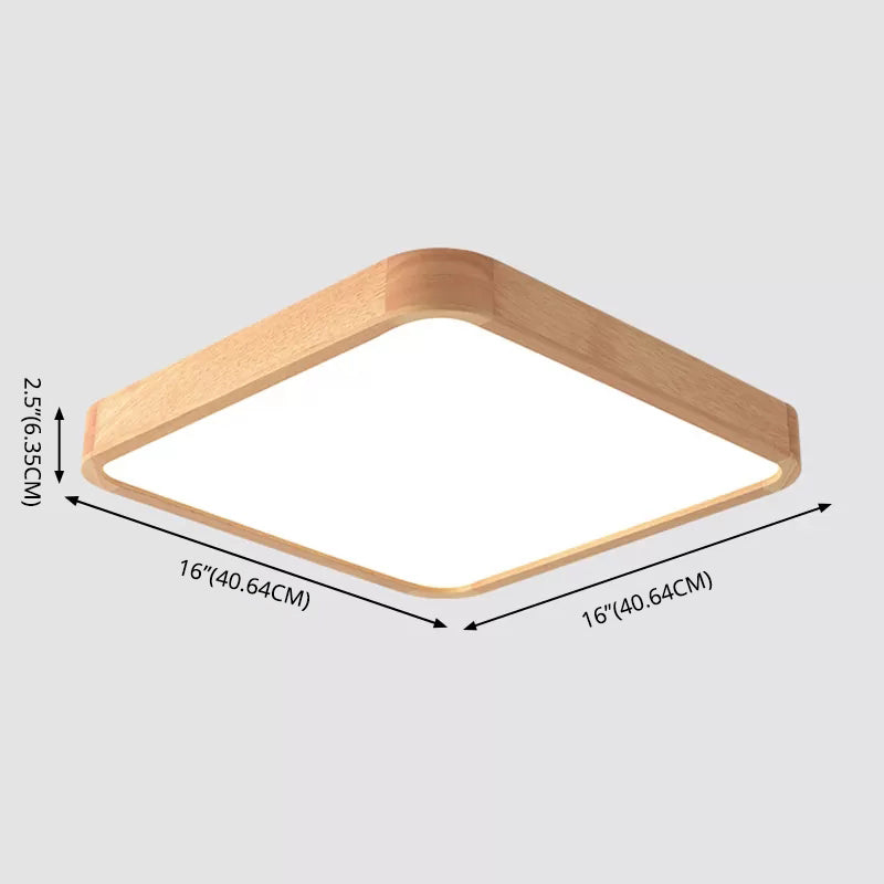 Square Ceiling Mount Light Fixture Simple Wooden Wood Flush Mount Ceiling Chandelier