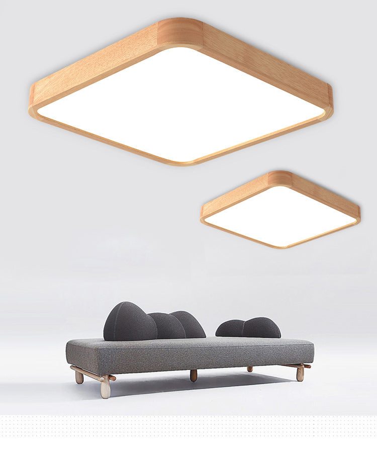 Vierkant plafondmontage lichtarmatuur Eenvoudige houten houten inbouw plafondkroonluchter