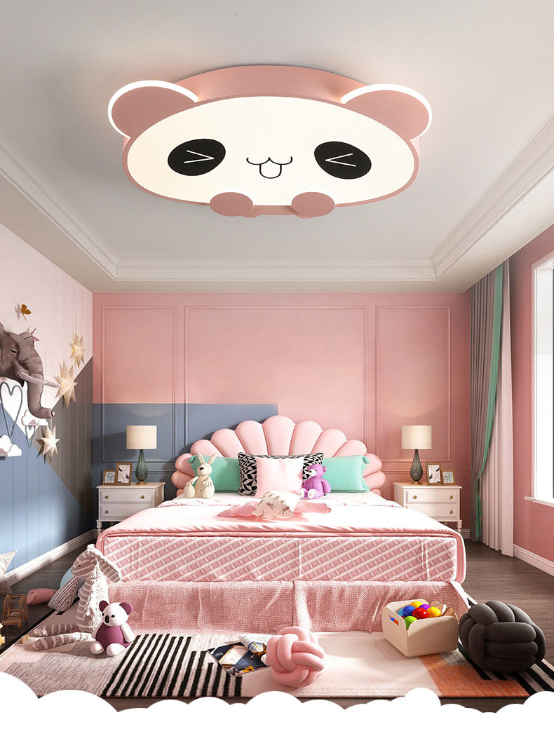 LED Bedroom Ceiling Mount Light Fixture Kids Style Flush Mounted Ceiling Light with Panda Acrylic Shade