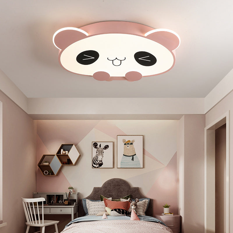LED Bedroom Ceiling Mount Light Fixture Kids Style Flush Mounted Ceiling Light with Panda Acrylic Shade