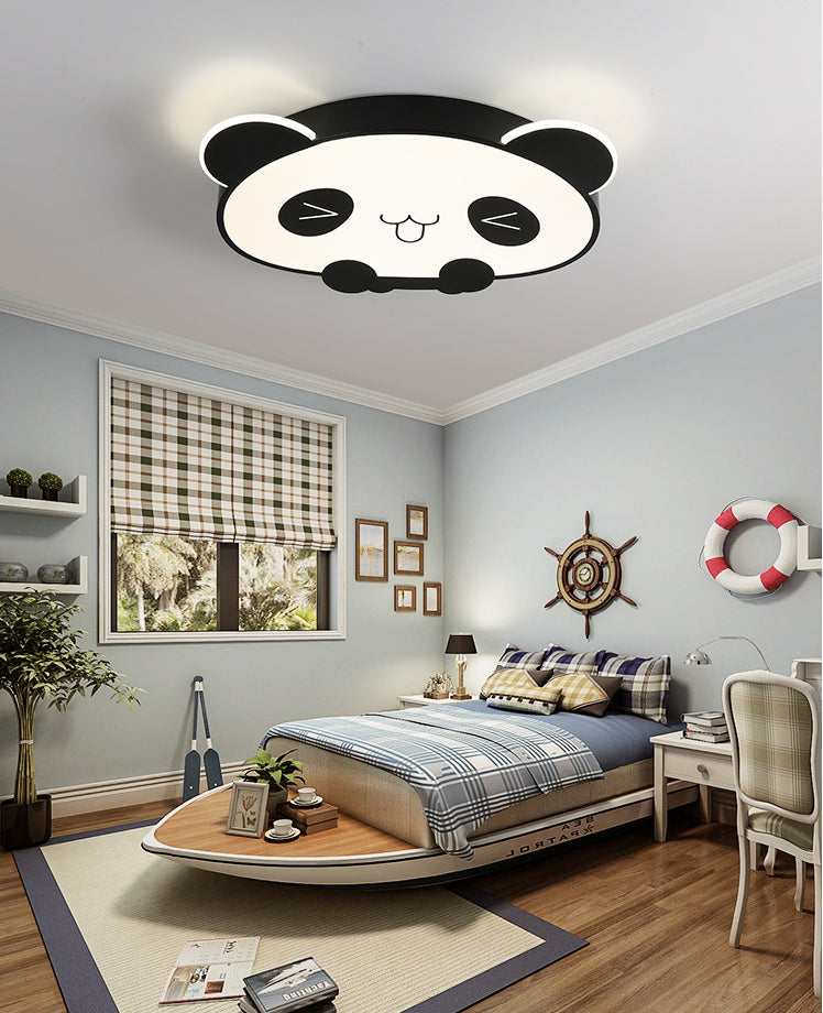 LED Bedroom Ceiling Mount Light Fixture Kids Style Flush Mounted Ceiling Light with Panda Acrylic Shade