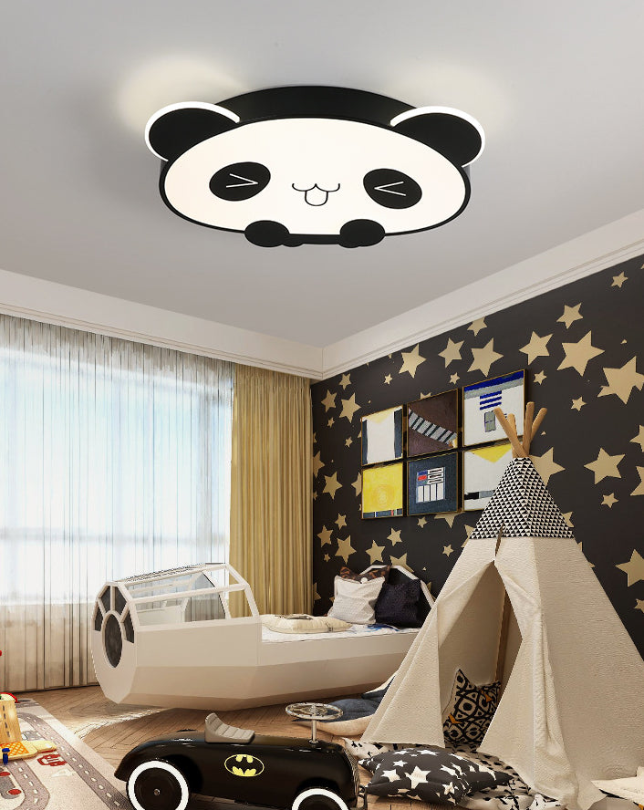 LED Bedroom Ceiling Mount Light Fixture Kids Style Flush Mounted Ceiling Light with Panda Acrylic Shade