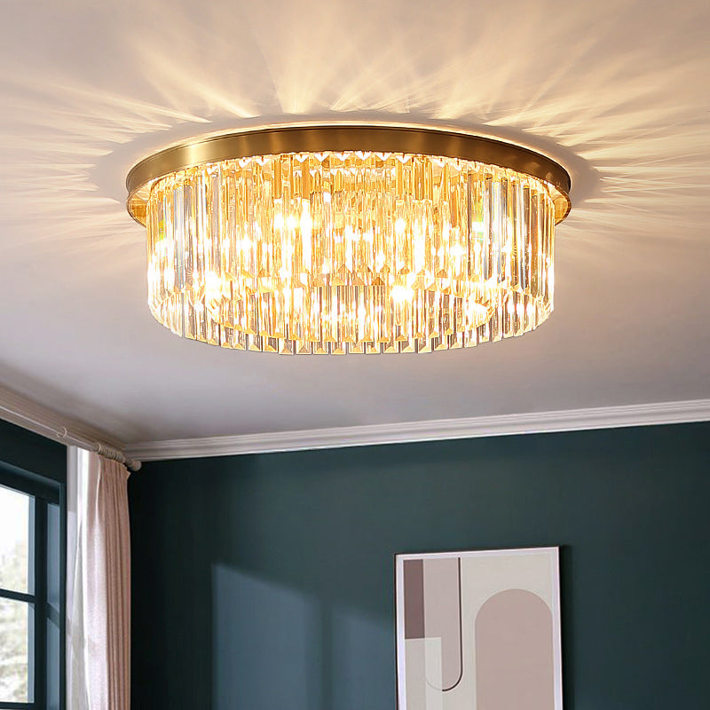 Modern Flush Mount Beleuchtung Gold Drum Flush Deckenleuchte Licht mit Crystal Shade