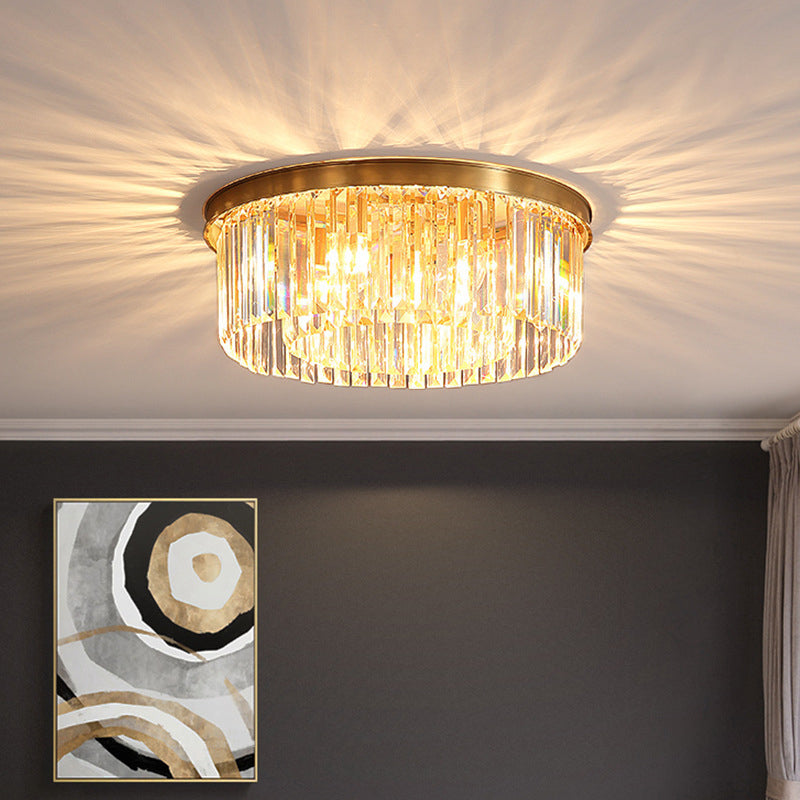 Modern Flush Mount Beleuchtung Gold Drum Flush Deckenleuchte Licht mit Crystal Shade