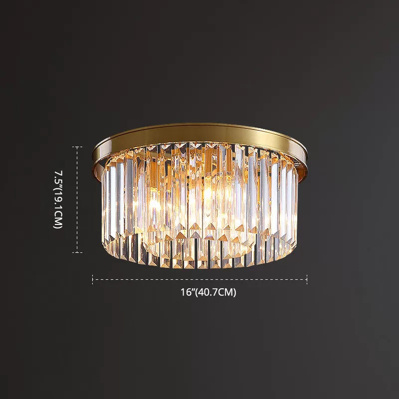 Modern Flush Mount Beleuchtung Gold Drum Flush Deckenleuchte Licht mit Crystal Shade