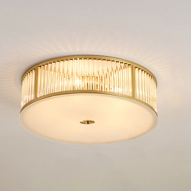 Plafonnier encastré à tambour, plafonnier moderne en cristal pour chambre à coucher, doré