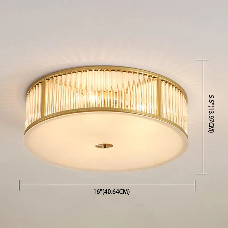 Plafonnier encastré à tambour, plafonnier moderne en cristal pour chambre à coucher, doré
