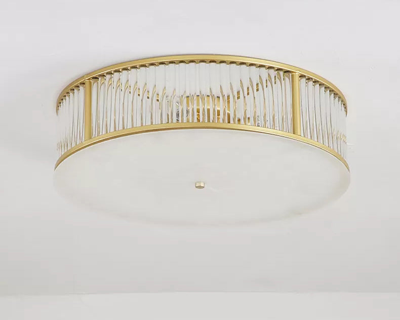 Plafonnier encastré à tambour, plafonnier moderne en cristal pour chambre à coucher, doré