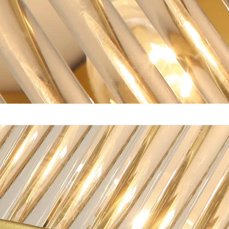Drum Flush Mount Ceiling Light Fixture Modern Crystal Bedroom Flushmount Ceiling Lamp in Gold