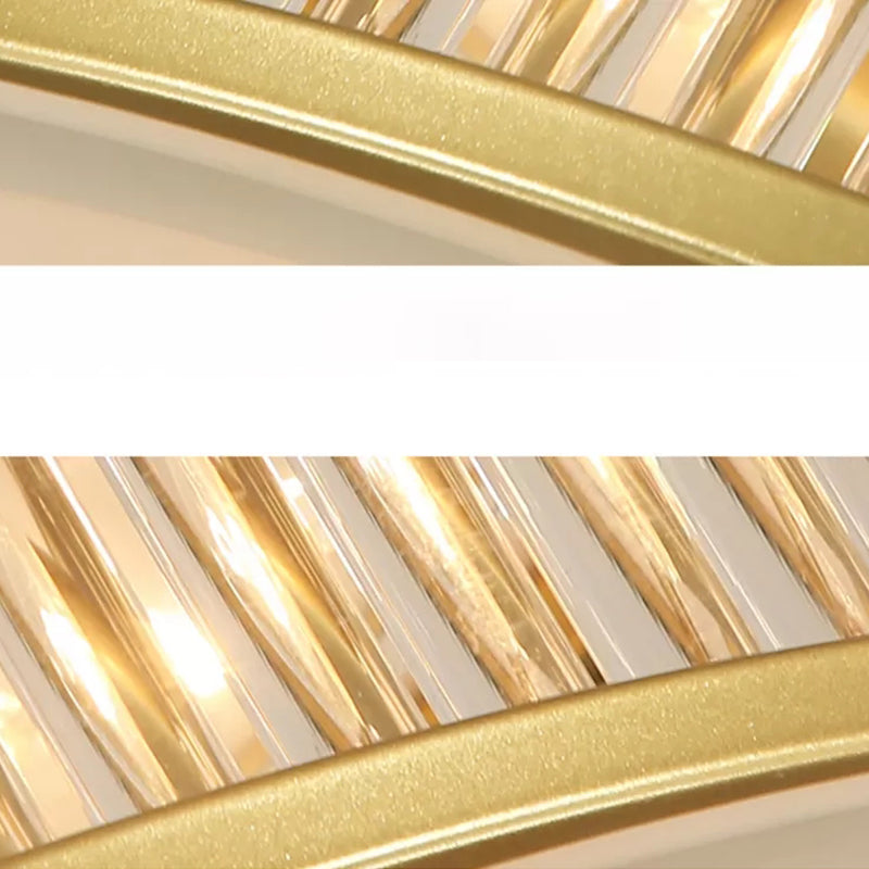 Plafonnier encastré à tambour, plafonnier moderne en cristal pour chambre à coucher, doré