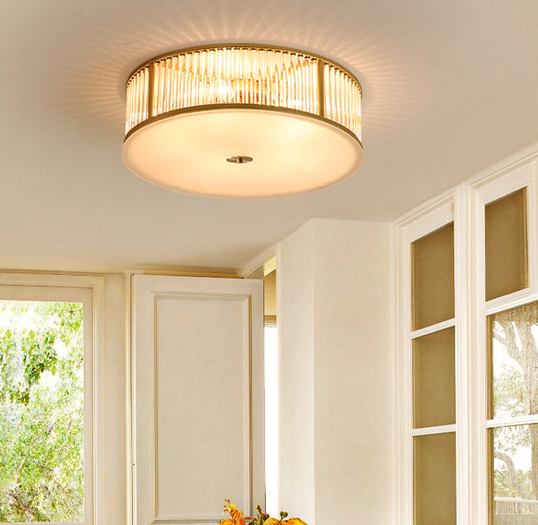 Plafonnier encastré à tambour, plafonnier moderne en cristal pour chambre à coucher, doré