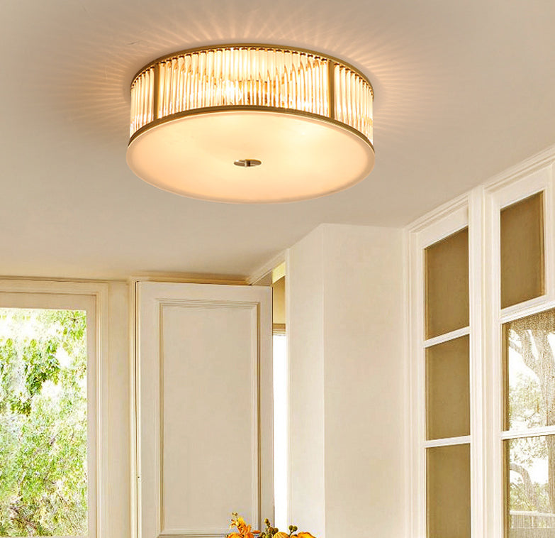 Plafonnier encastré à tambour, plafonnier moderne en cristal pour chambre à coucher, doré