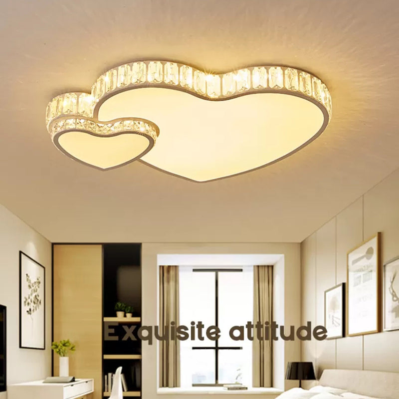 Lámpara de techo con montaje empotrado en forma de corazón de cristal, lámpara de techo empotrada blanca LED moderna