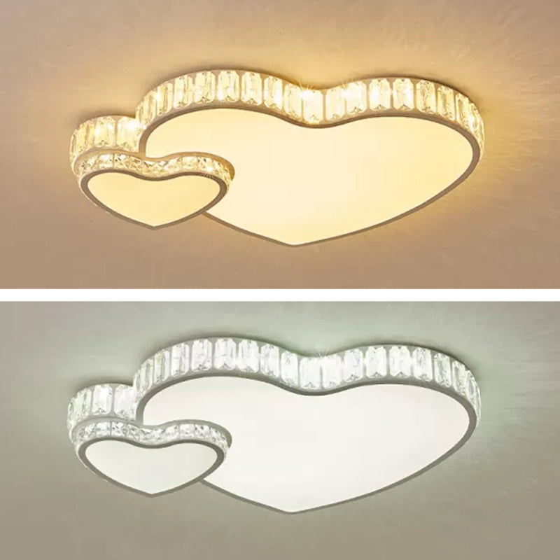 Lámpara de techo con montaje empotrado en forma de corazón de cristal, lámpara de techo empotrada blanca LED moderna