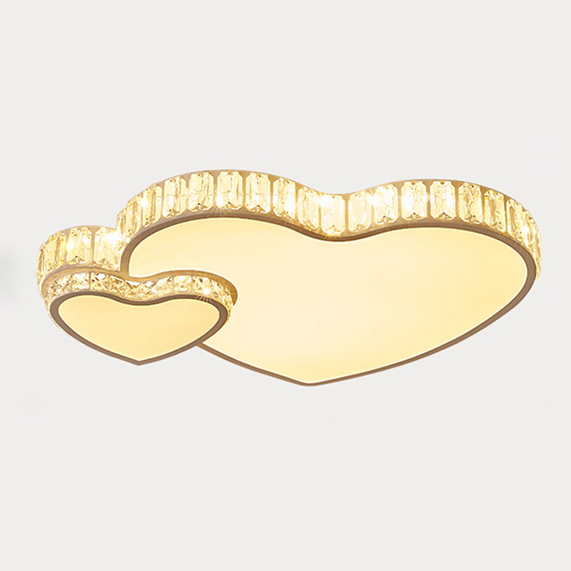 Crystal Heart Flush Mount Ceiling Light Fixture Modern LED White Flushmount Ceiling Fixture