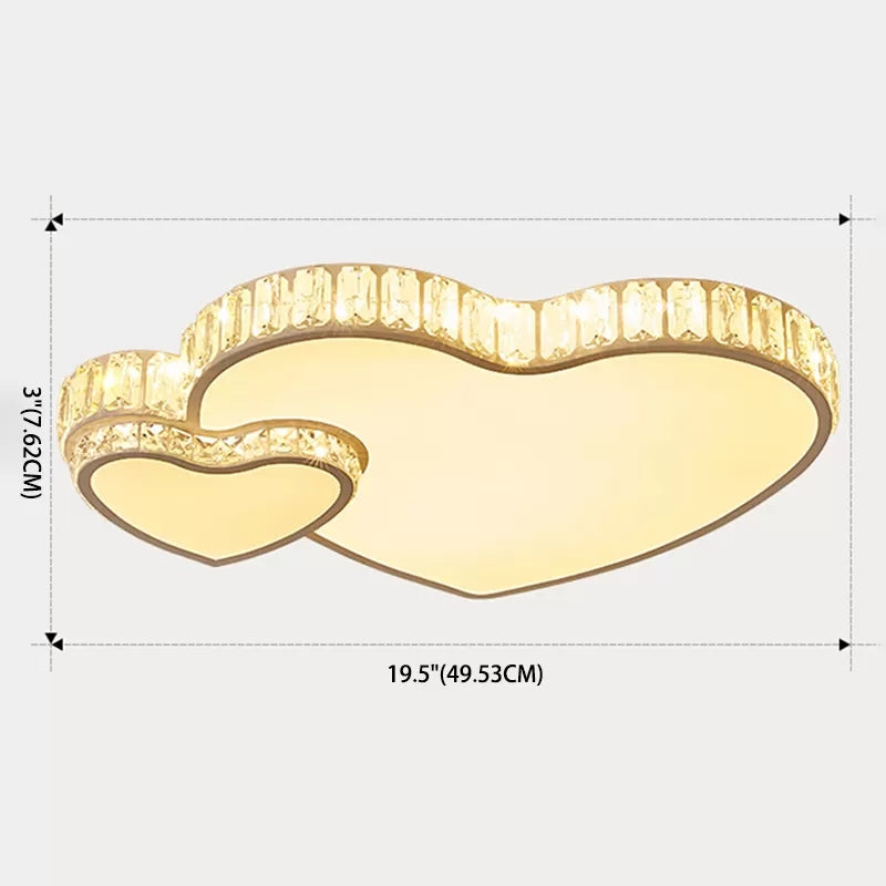 Crystal Heart Flush Mount Ceiling Light Fixture Modern LED White Flushmount Ceiling Fixture