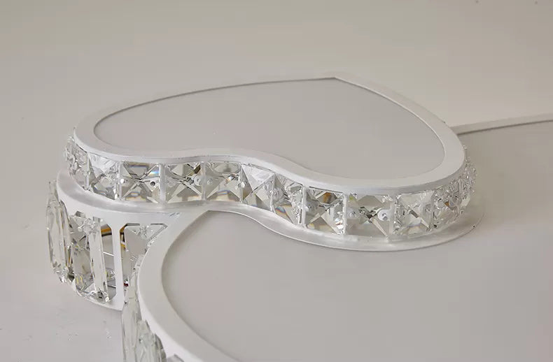Lámpara de techo con montaje empotrado en forma de corazón de cristal, lámpara de techo empotrada blanca LED moderna