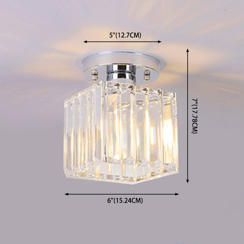Crystal Geometric Ceiling Mounted Fixture Contemporary Close To Ceiling Lighting Fixture