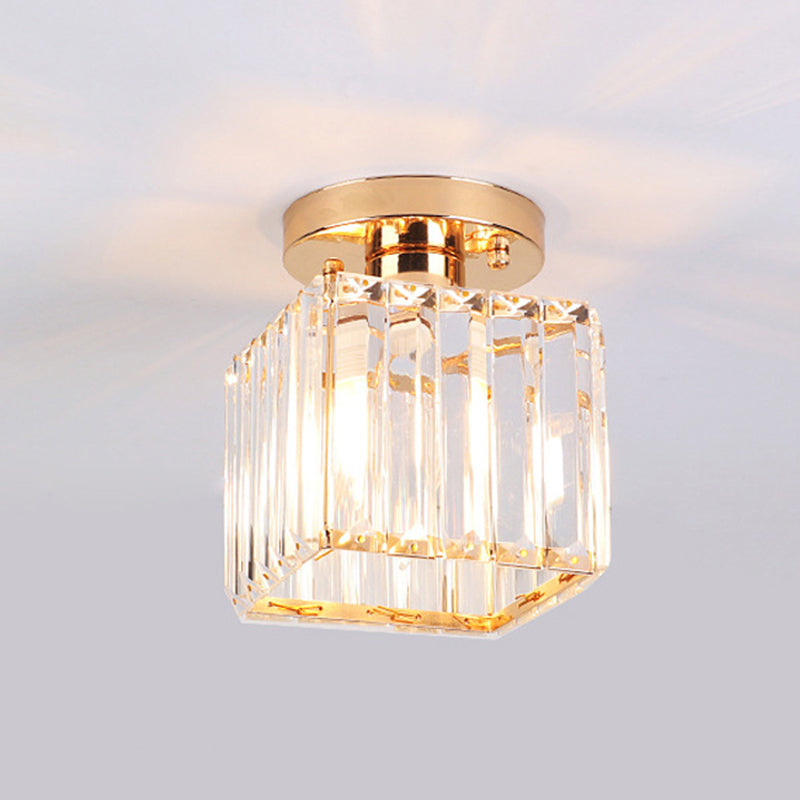 Crystal Geometric Ceiling Mounted Fixture Contemporary Close To Ceiling Lighting Fixture