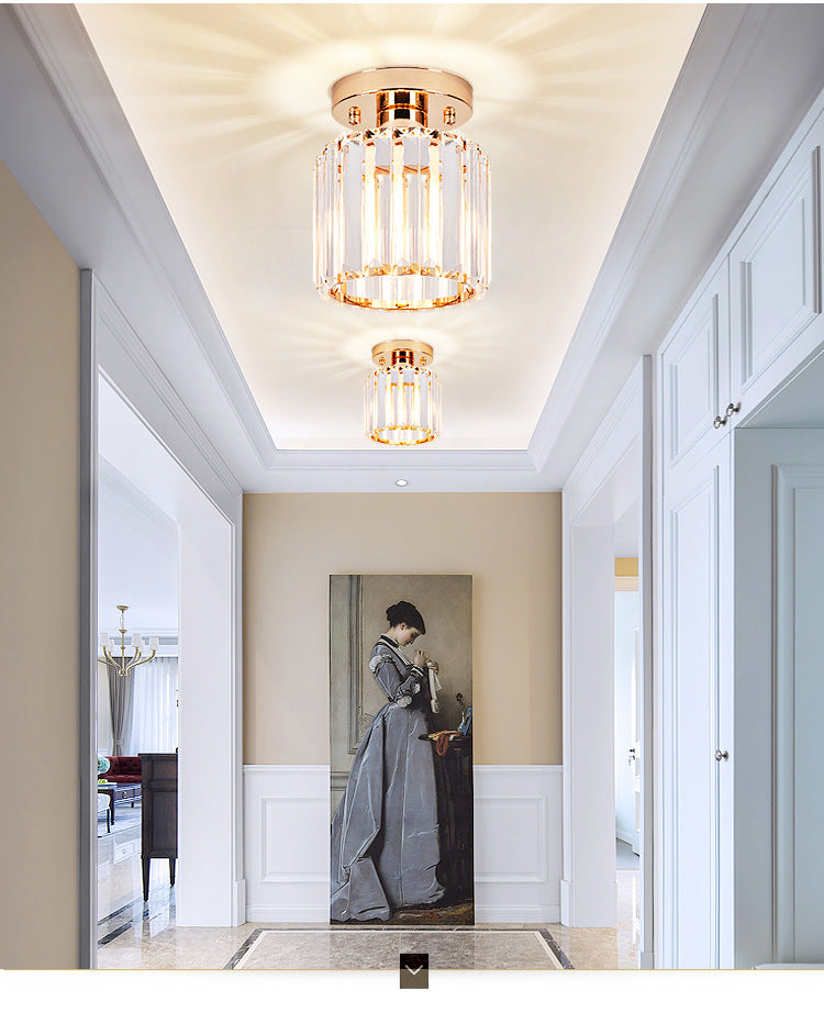 Crystal Geometric Ceiling Mounted Fixture Contemporary Close To Ceiling Lighting Fixture