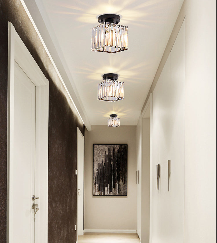 Crystal Geometric Ceiling Mounted Fixture Contemporary Close To Ceiling Lighting Fixture