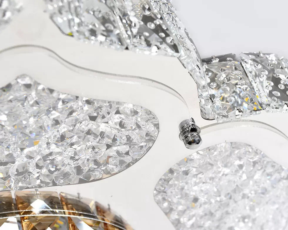 Contemporary Flower Flush Mount Lighting Fixture Crystal LED Parlor Flush Mount Lamp in Chrome