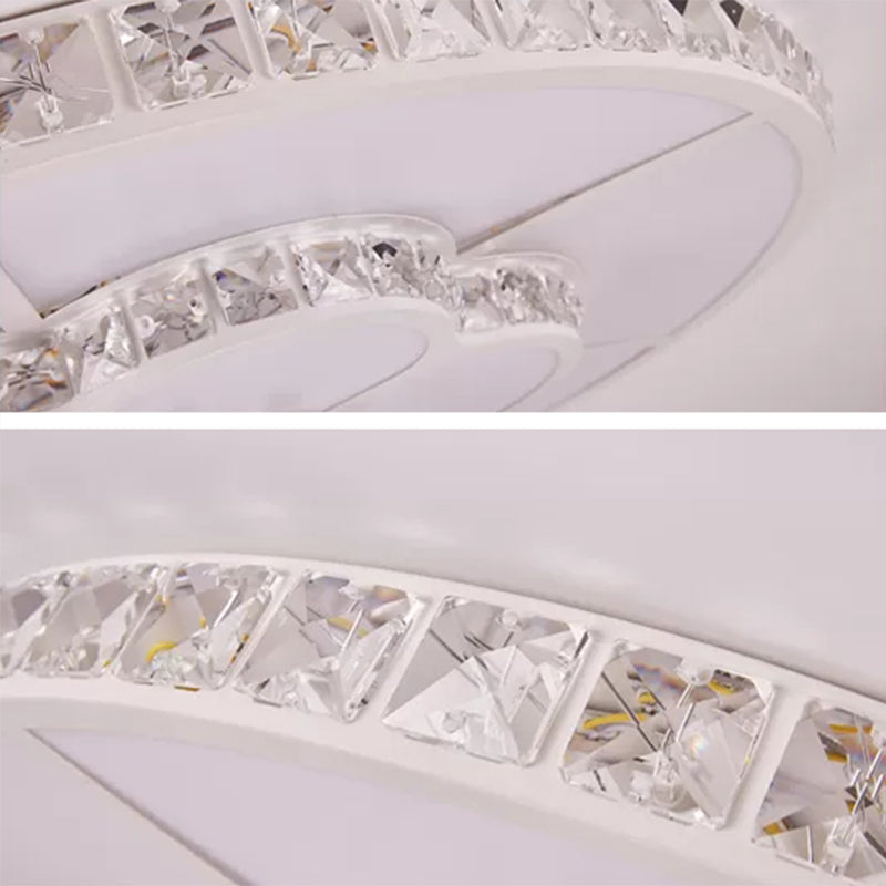 White Floral Flush Mount Ceiling Fixture Modern LED Crystal Flushmount Ceiling Lamp for Living Room