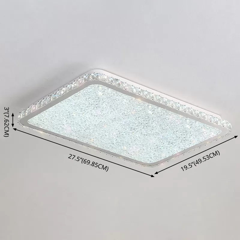 Modern LED Flush Mount Lamp Chrome Rettangolare Flush Mount Soffitto Light con Crystal Shade