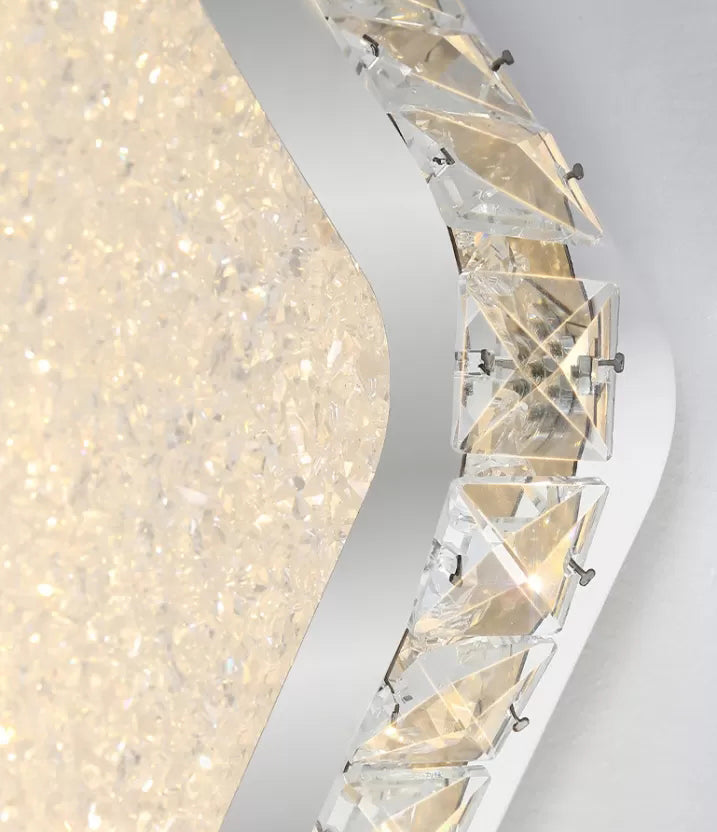 Modern LED Flush Mount Lamp Chrome Rettangolare Flush Mount Soffitto Light con Crystal Shade
