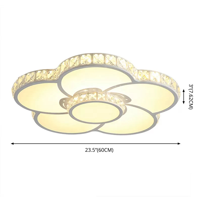 Flower Living Room Flush Mounted Ceiling Light Crystal Modern Flushmount Ceiling Fixture in Chrome