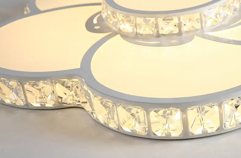 Flower Living Room Flush Mounted Ceiling Light Crystal Modern Flushmount Ceiling Fixture in Chrome