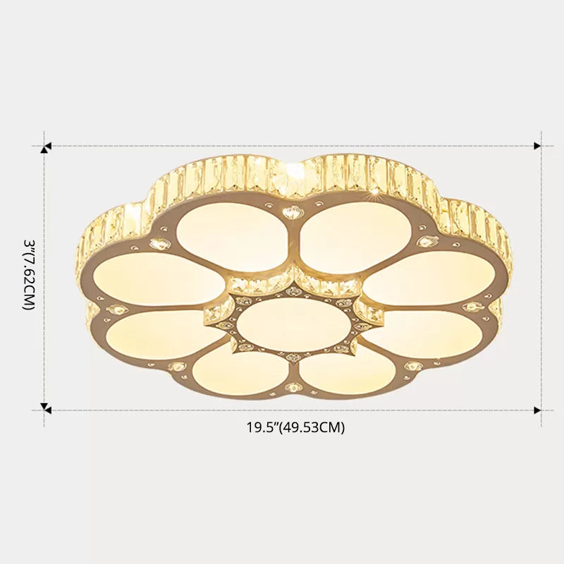 White Floral Ceiling Mount Light Fixture Modern LED Crystal Flushmount Ceiling Fixture