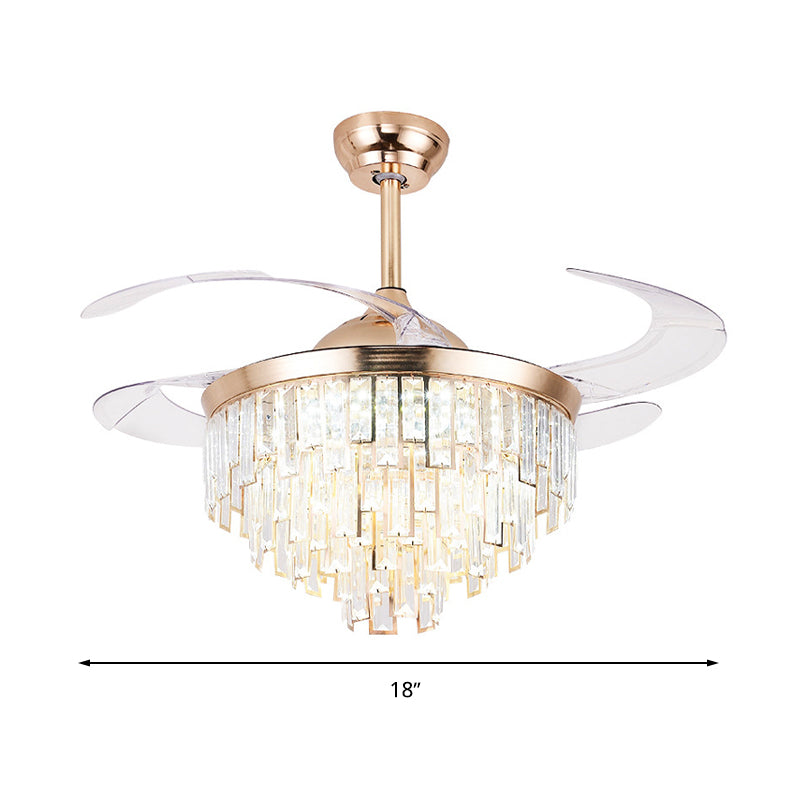 Luz de ventilador de techo cilíndrico de cristal Modernismo de iluminación LED en oro con control remoto/control de pared/control remoto y control de pared para sala de estar